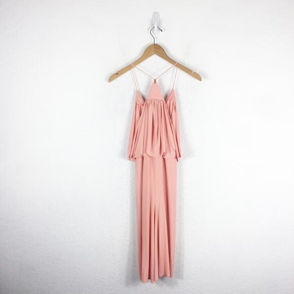 MISA Los Angeles Domino Draped Mini Dress Medium Coral Pink Jersey Cocktail - Picture 14 of 15